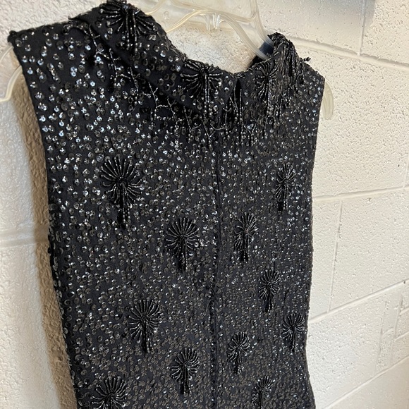 Vintage wool beaded sequin zip up sleeveless top with cowled neckline detail - Picture 5 of 10